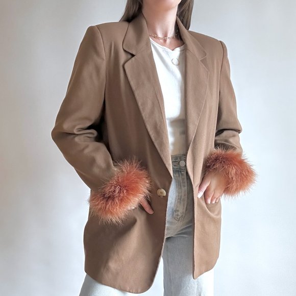 Reworked Brown Feather Blazer - Picture 4 of 6